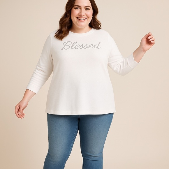 Lane Bryant Tops - ❄️ Lane Bryant | Blessed Graphic Sweatshirt Size 18/20